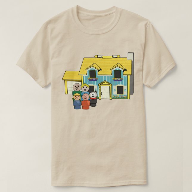 Camiseta Familia Clásica de Pequeñas Personas y Casa (Diseño del anverso)