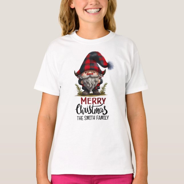 Camiseta Familia coincidente Gnome Feliz Navidad | Plaid Fu (Anverso)