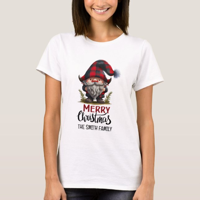 Camiseta Familia coincidente Gnome Feliz Navidad | Plaid Fu (Anverso)