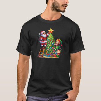 Camiseta Familia Combinando Elfos de Santa Equipo Decorando