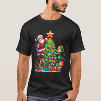 Camiseta Familia Combinando Elfos de Santa Equipo Decorando