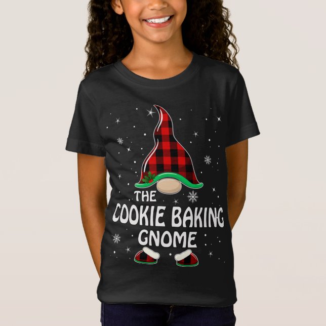 Camiseta Familia Cookie Baking Gnome Búfalo Plaid (Anverso)