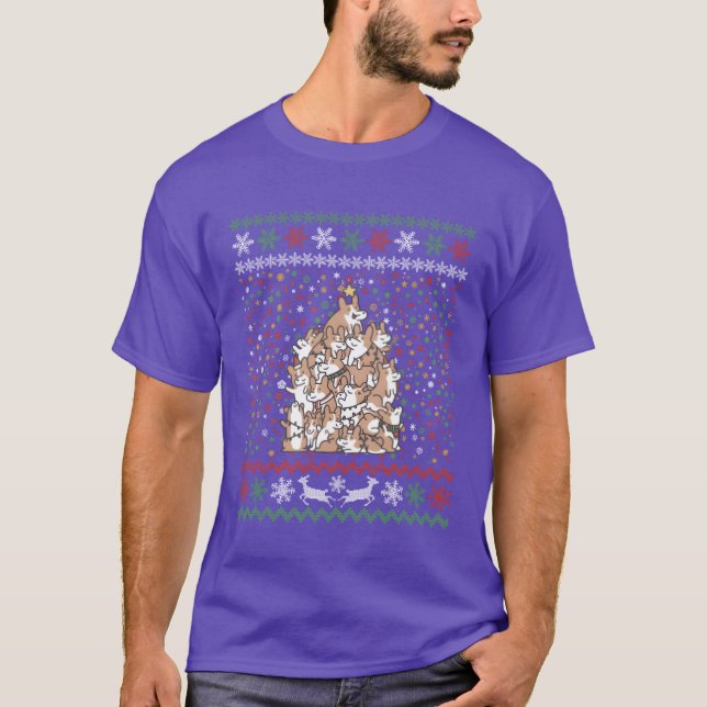 Camiseta Familia Corgi Christmasree Navidades feos (Anverso)