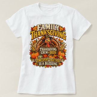 Camiseta Familia Crew de Acción de Gracias 26 Pavo Divertid