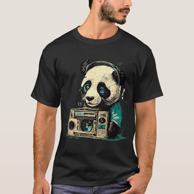 Camiseta Familia Cute Adorable Antropomórfica Panda Boombox (Anverso)