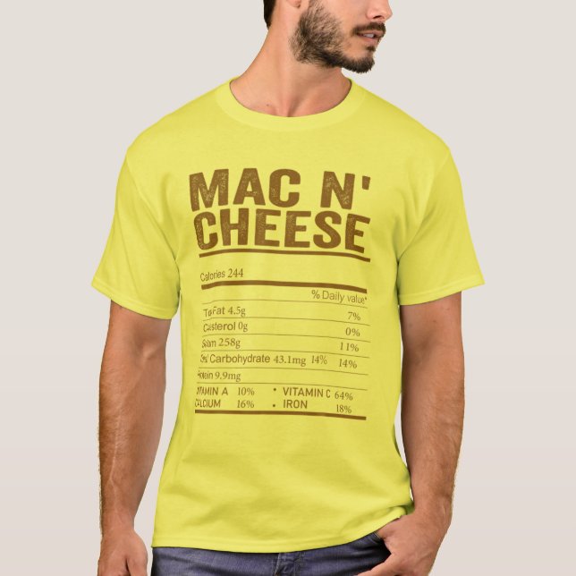 Camiseta Familia De Alimentos Para Nutrición Mac Y Queso Qu (Anverso)