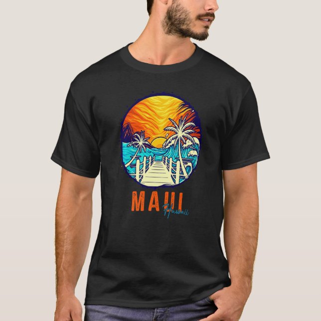 Camiseta Familia de Amigos Vacacionales Maui Beach Sunset M (Anverso)