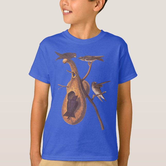 Camiseta Familia de aves Audubon Purple Martin construyendo (Anverso)
