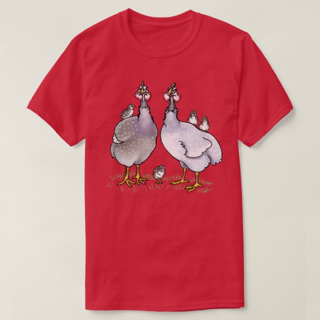 Camiseta Familia de aves de Guinea  (Diseño del anverso)