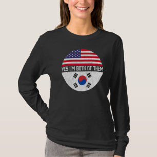 Camiseta Familia De Bandera Estadounidense Medio Surcoreana