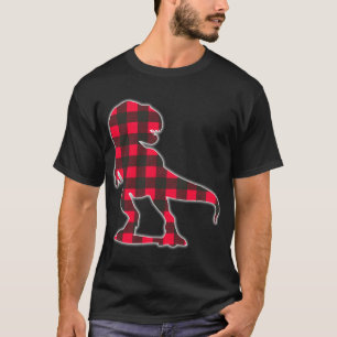 Camiseta Familia de búfalos Red Plaid Dinosaur Matanza Paja