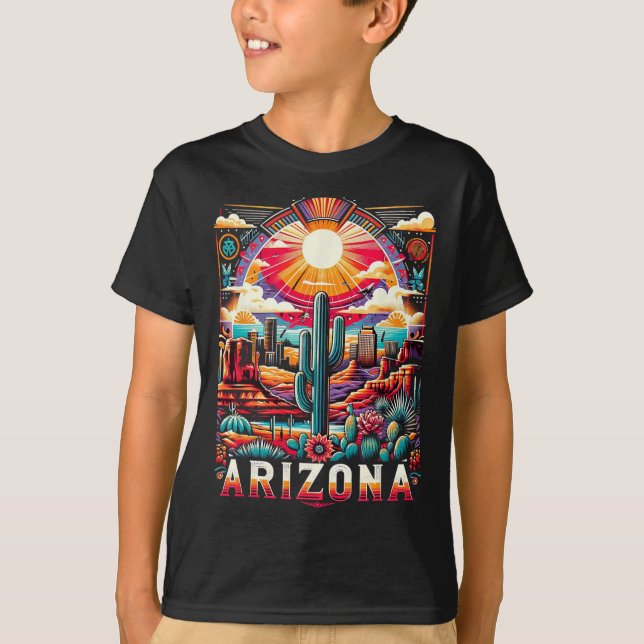 Camiseta Familia De Cactus Del Desierto Retro De Arizona (Anverso)