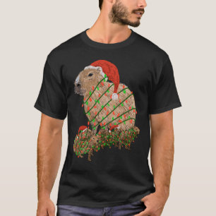 Camiseta Familia de Carpinchos de Navidad envueltos en luce