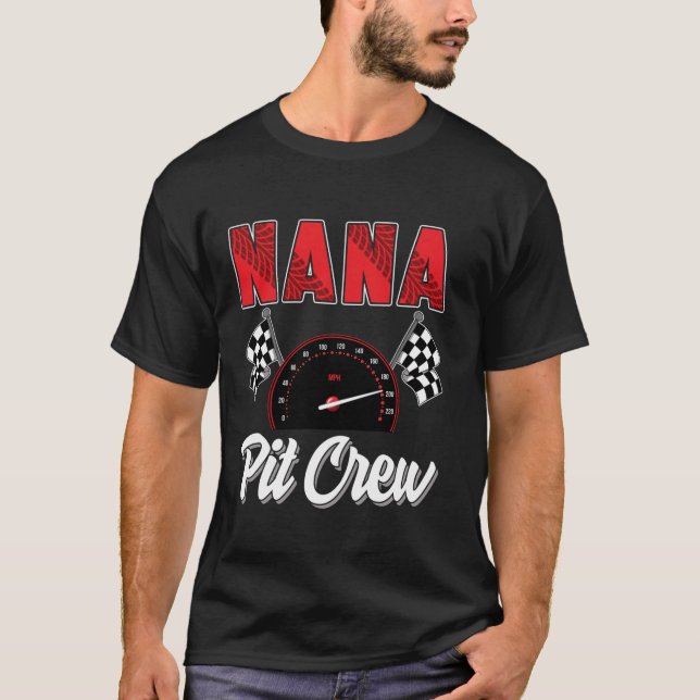Camiseta Familia de Carreras Nana Pit Crew Race Car Birday  (Anverso)