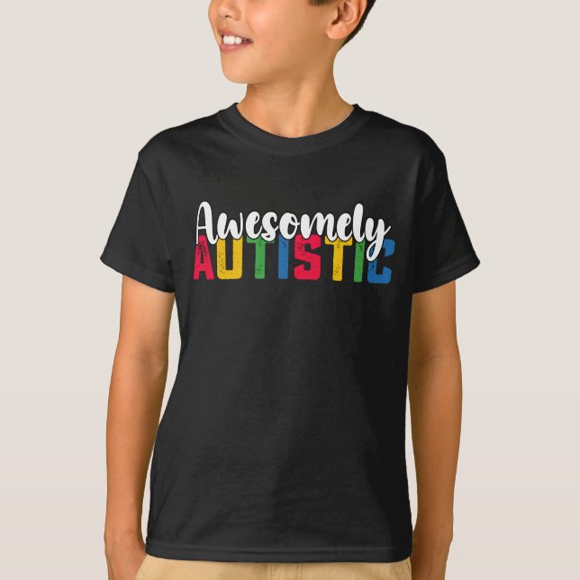 Camiseta Familia de Chicas de la Biy Autism Awesomamente Au (Anverso)