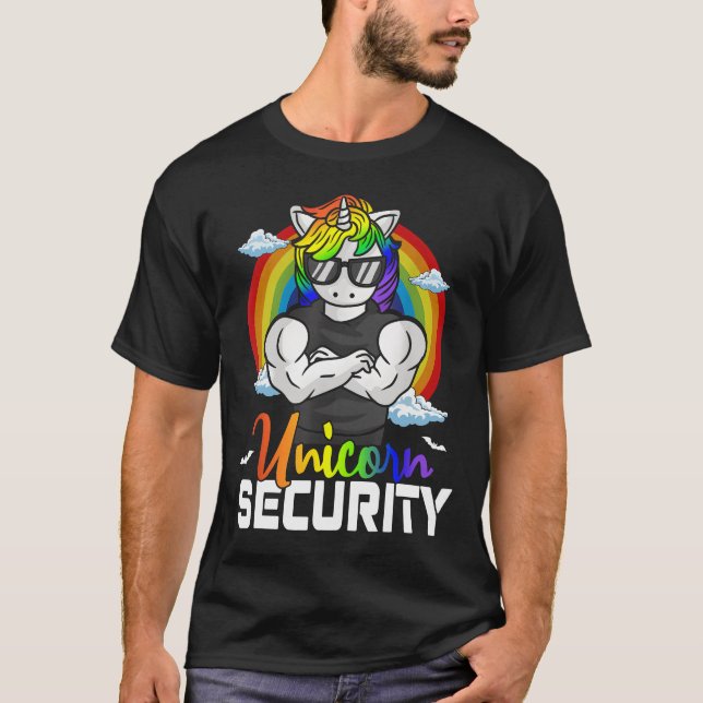 Camiseta Familia de coincidencias de seguridad de unicornio (Anverso)