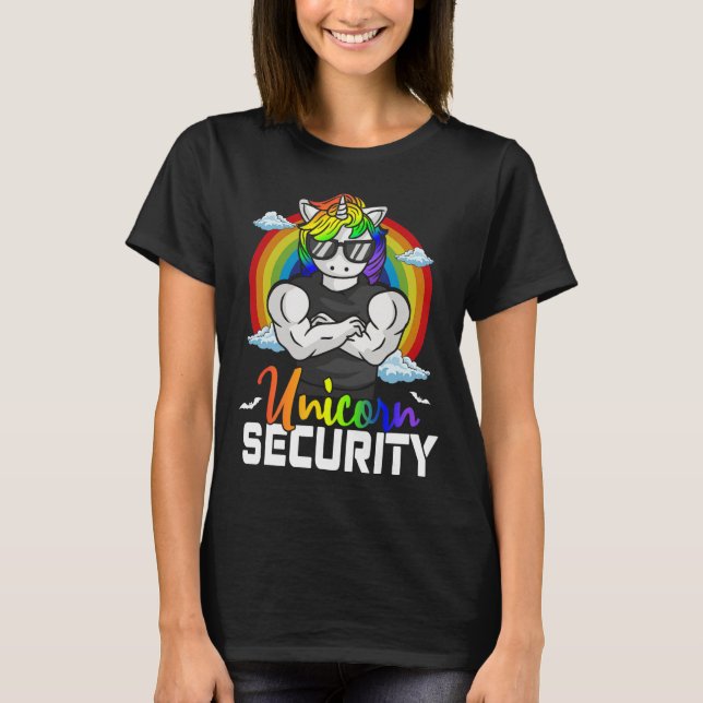 Camiseta Familia de coincidencias de seguridad de unicornio (Anverso)