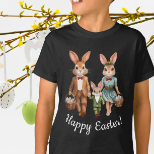 Camiseta Familia de Conejo de Pascua Cazando Huevos