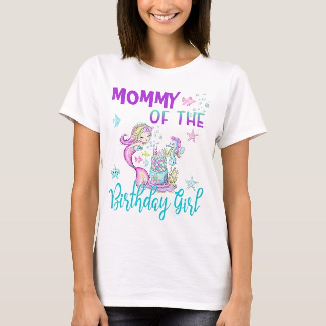 Camiseta Familia de cumpleaños de la sirena Personalizado (Anverso)