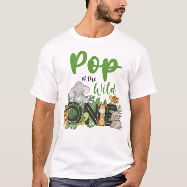 Camiseta Familia de cumpleaños del Safari de la Selva Pop O (Anverso)