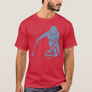 Camiseta Familia de deportes de silueta de curling minimali