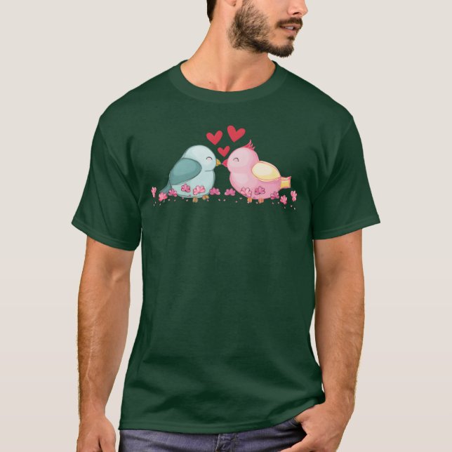 Camiseta familia de dos pájaros besando (Anverso)