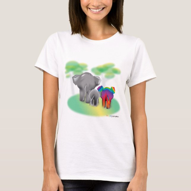 Camiseta Familia de elefantes LGBTQ -"Todas las familias ti (Anverso)