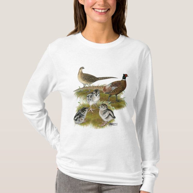 Camiseta Familia de faisanes de collar (Anverso)