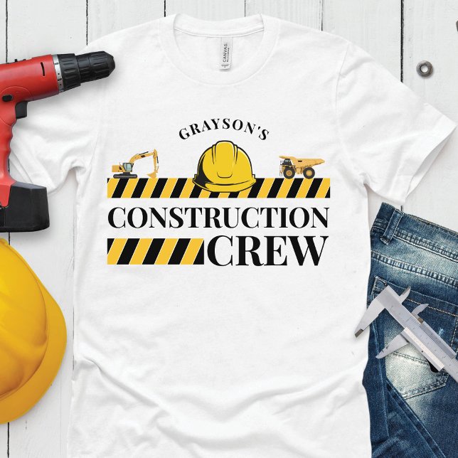 Camiseta Familia de fiesta de cumpleaños del niño de la tri (Funny birthday boy name construction crew building dump truck digger matching family party shirt)