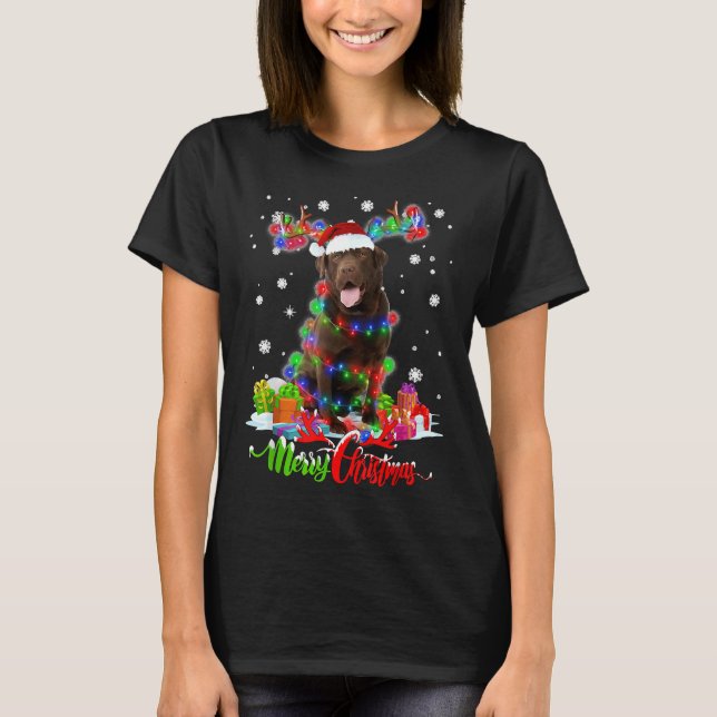 Camiseta Familia de Fiestas navideños en Chocolate Lab Dog  (Anverso)