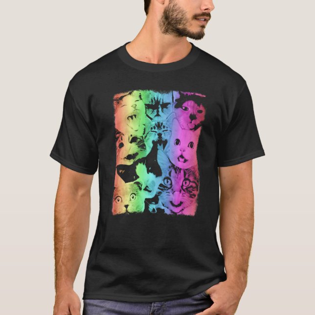 Camiseta Familia de gato arcoíris (Anverso)