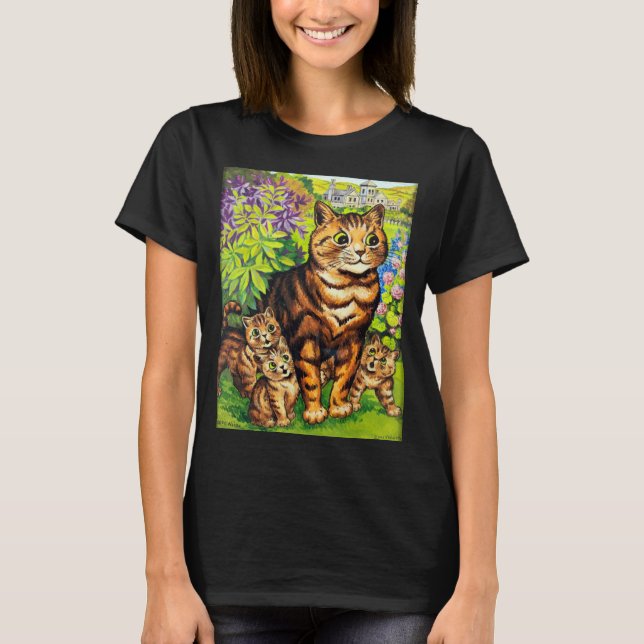 Camiseta Familia de gatos en un jardín, Louis Wain (Anverso)