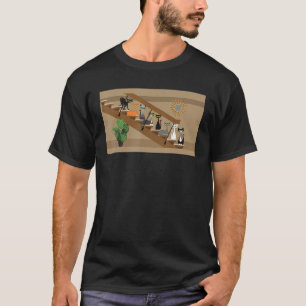 Camiseta Familia de gatos modernos de mediados del siglo