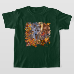 Camiseta Familia de lobos en el bosque de otoño