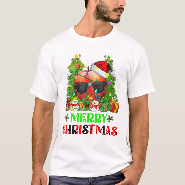 Camiseta Familia de luces de árbol de Navidad (Anverso)