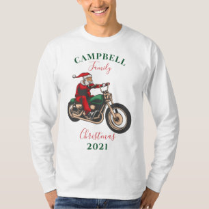 Camiseta Familia de motociclistas de Navidad con personaliz
