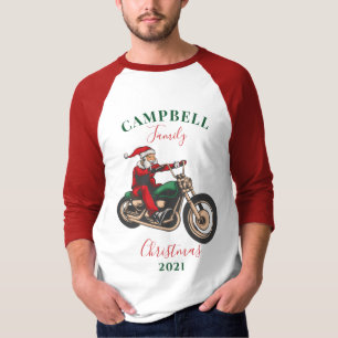 Camiseta Familia de motociclistas de Navidad con personaliz