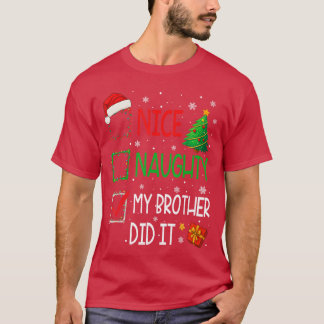 Camiseta Familia de Navidad Bonito Travieso Mi Hermano Lo H