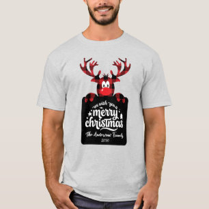 Camiseta Familia de Navidad personalizada Reno ciervo Cuadr