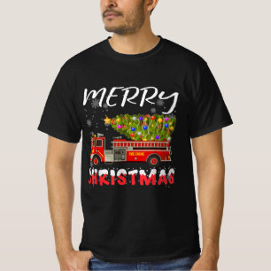 Camiseta Familia de Navidades de bomberos de camiones ciruj