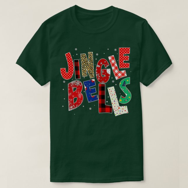 Camiseta Familia de Navidades de campanas rojas de jingle P (Diseño del anverso)