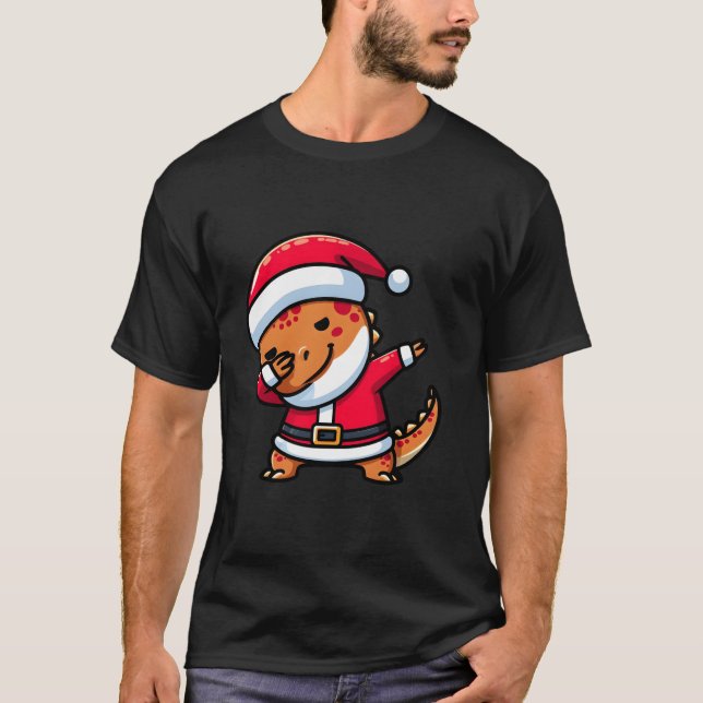 Camiseta Familia de Navidades de Dinosaurios Santa Pajama (Anverso)