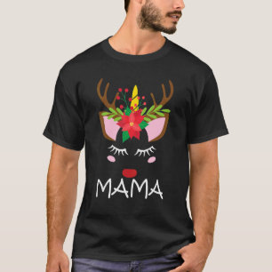 Camiseta Familia de Navidades de flores de reno de Nana Uni