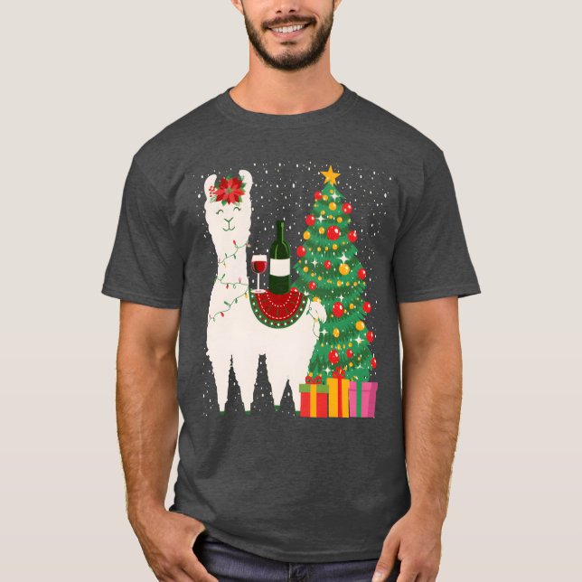 Camiseta Familia de Navidades de navidad Wine Llama (Anverso)