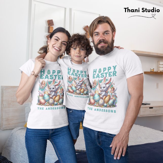 Camiseta Familia de nombres de Personalizable de conejo de  (Subido por el creador)