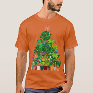Camiseta Familia de plantas de maceta de jardinería Christm