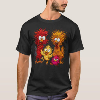 Camiseta Familia de pollo divertida, dibujos animados de po