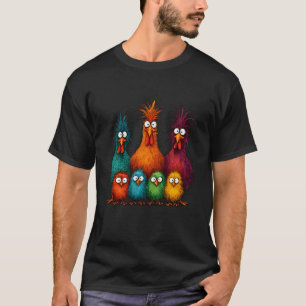 Camiseta Familia de pollo loca divertida granja colorida de