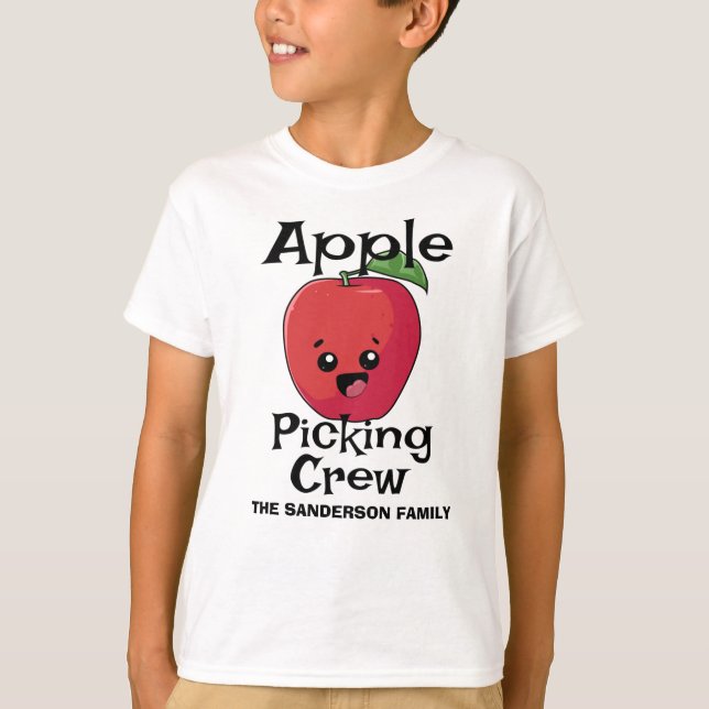 Camiseta Familia de recogida de manzanas en otoño (Anverso)