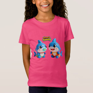 Camiseta Familia de tiburones linda 3D Personaje de dibujos